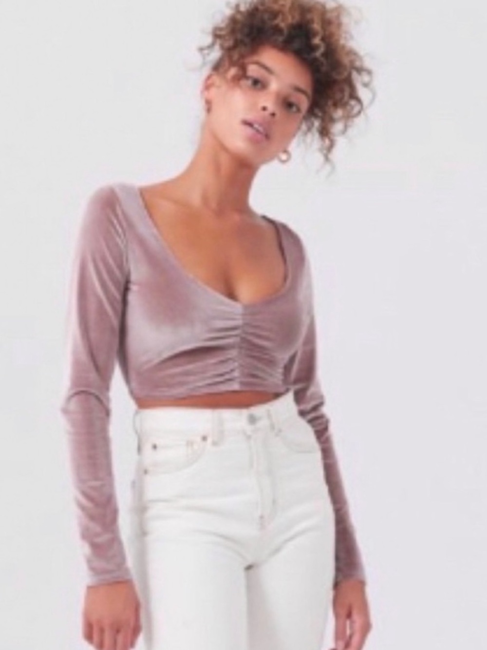 UO Ribbed Velvet Crop Top